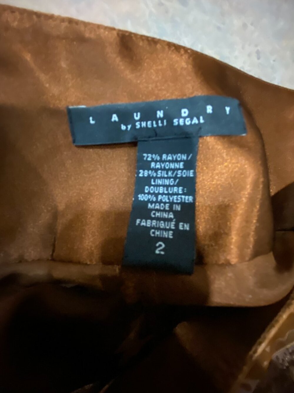 Laundry by Shelli Segal Silk Blend Paisley Skirt Size 2 Flowy Boho Brown Tan - Picture 6 of 9